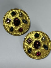Vintage 1980s Gold Tone Diamanté Clip On Earrings