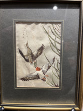 Pair Of Silk Pictures Of Birds. We Ship Worldwide.