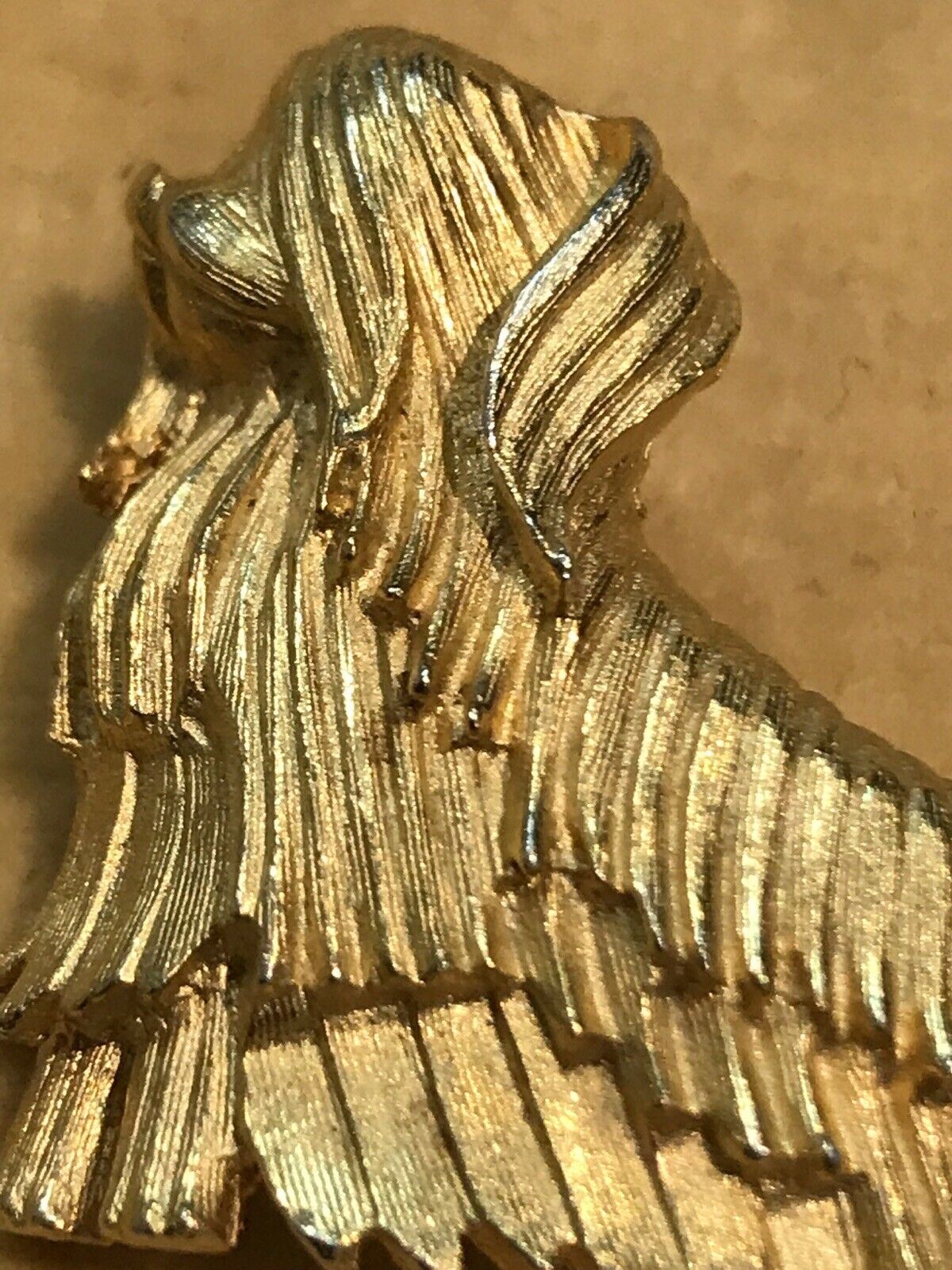 Vintage Gold Tone Dog Brooch