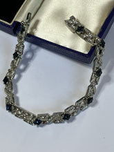 Vintage Silver Tone Clear Blue Diamanté Bracelet