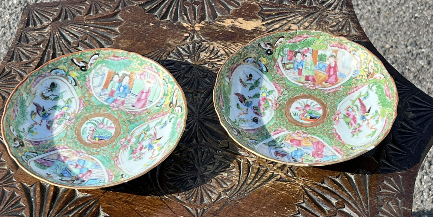 Canton Famille Rose Pair Of Plates