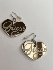 Vintage Guess Signed Heart Drop Earrings