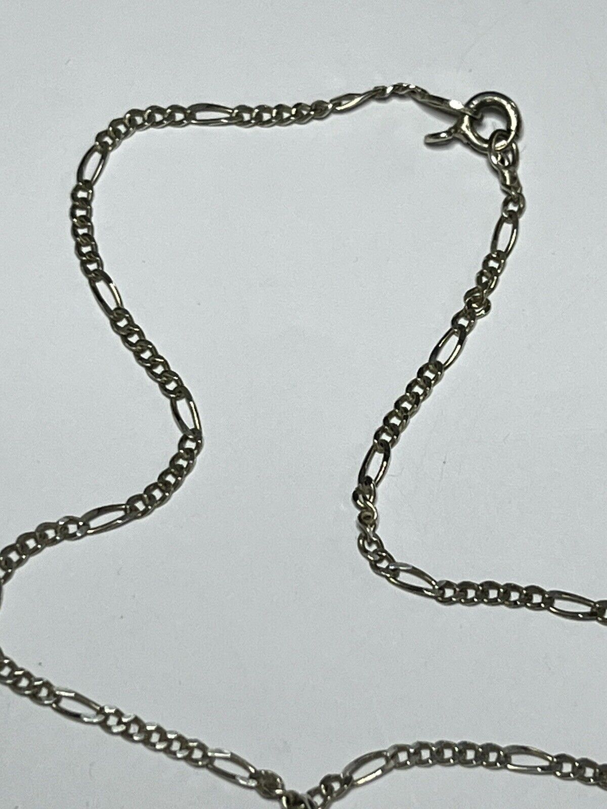 Vintage Silver 925 Chain Heart Charm Bracelet