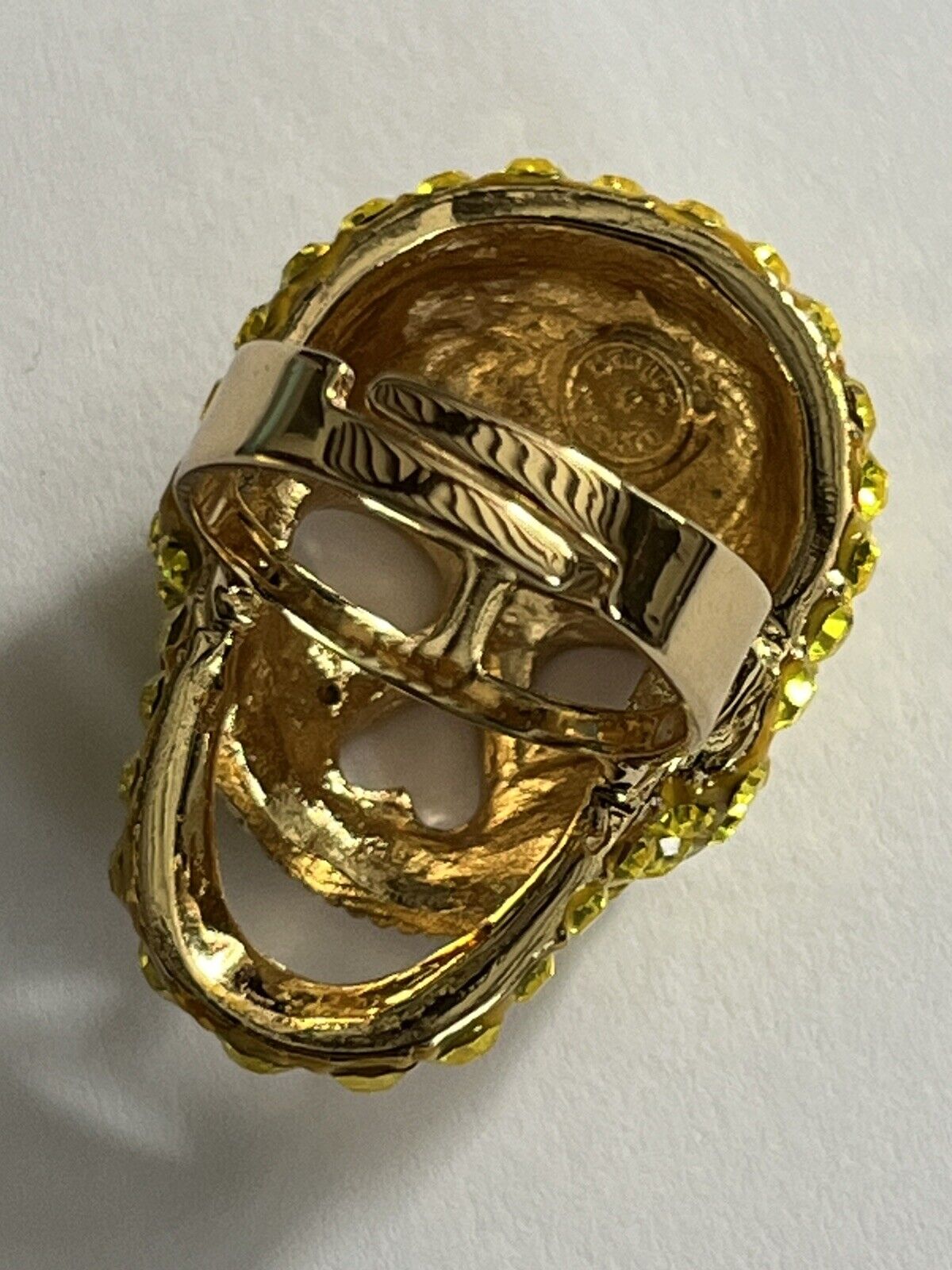 Butler And Wilson Yellow Crystal Skull Ring Adjustable