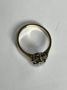 Vintage 9ct Gold Diamond Sapphire Snowflake Ring Size K