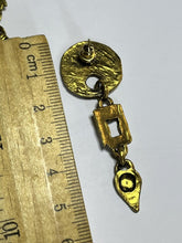 Vintage Etruscan Gold Tone Drop Earrings