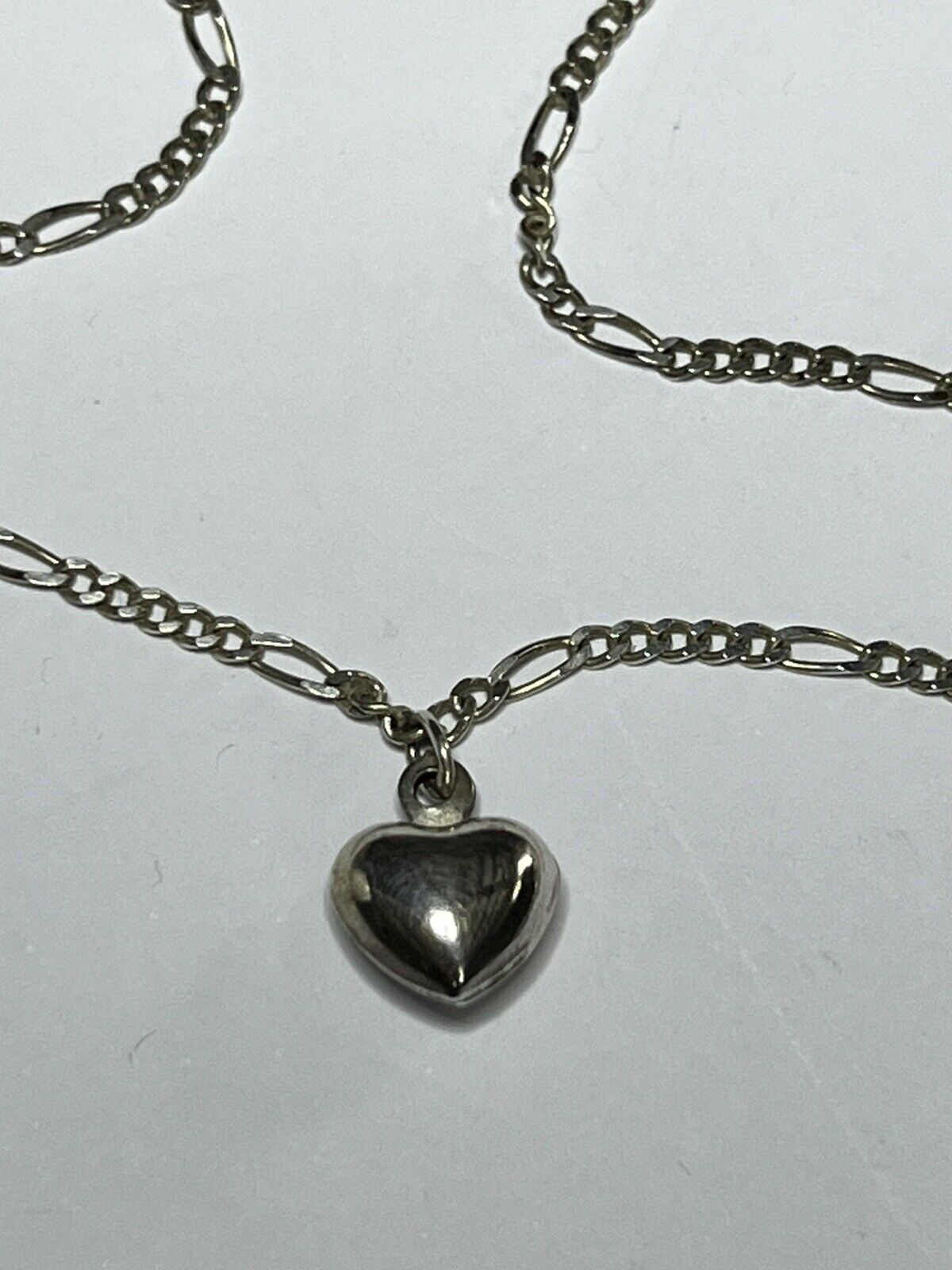 Vintage Silver 925 Chain Heart Charm Bracelet