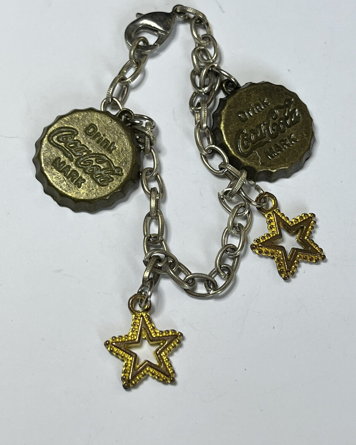 Vintage Gold  Silver Tone Coca Cola Charm Bracelet