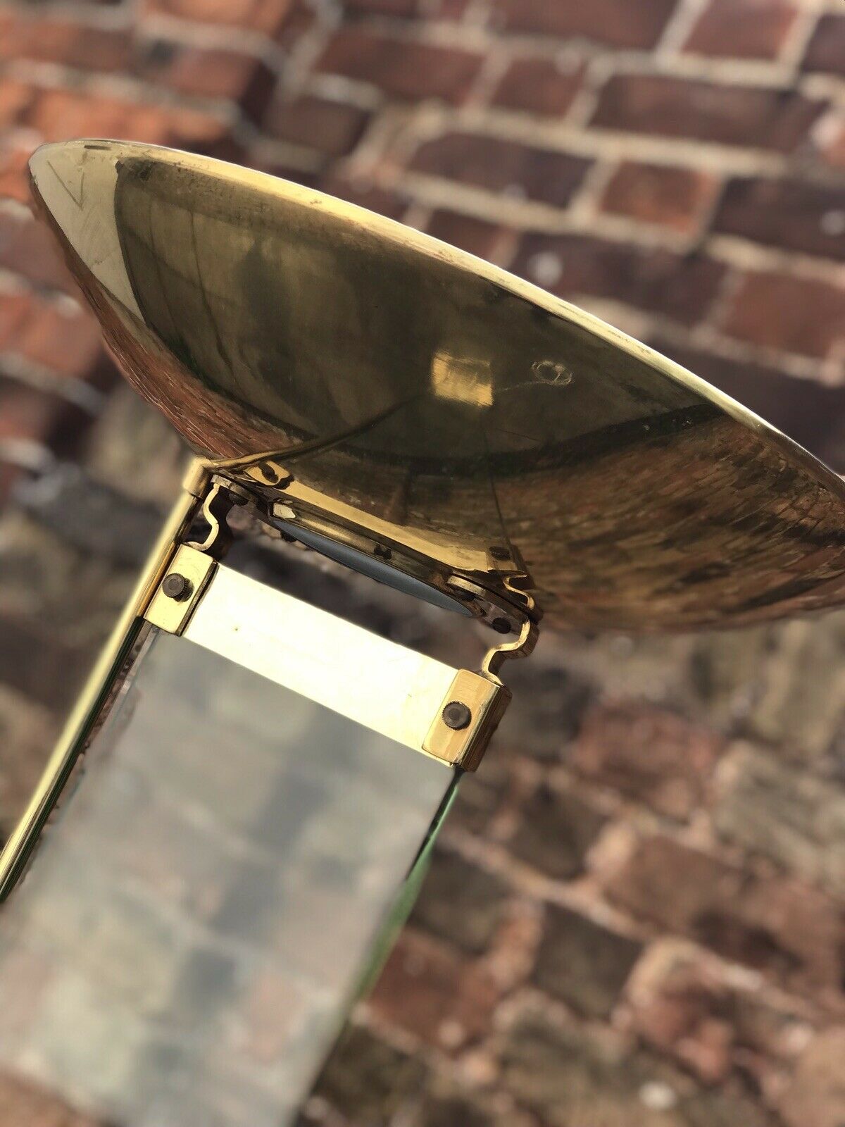 1980’s Modernist Designer Glass And Brass Lamp
