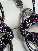 Vintage 1980s Rhodium Plated Purple Pink Cubic Zirconia Drop Earrings