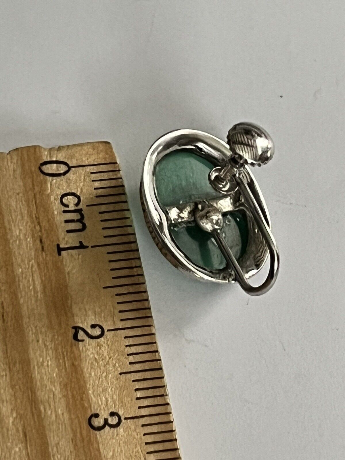 Vintage Silver 925 Green Onyx Marcasite Brooch And Screwback Earring Set