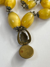 Vintage Old Satin Bead Metal Detail Drop Necklace