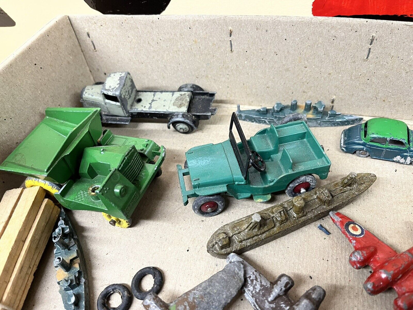 Box Of Old Dinky Toys & Other Old Makes