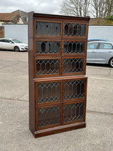 Edwardian Oak Sectional Bookcase With Lead light Glazing.