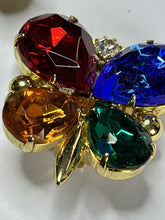 Vintage 1980s Statement Butterfly Multicoloured Diamante Clip On Earrings