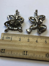 Vintage Silver Tone Diamanté Faux Pearl Dancing Pair Brooch Set