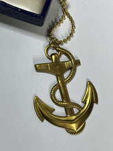 Vintage Gold Tone Statement Anchor Pendant Necklace