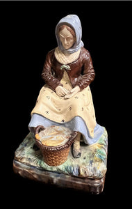 Majolica Fisherman And His Wife, Very Good Quality. Large In Size.