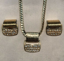 Vintage 1980s Diamanté Necklace And Clip On Earring Set