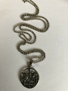 Vintage Silver 925 Arts And Crafts Style Flower Necklace