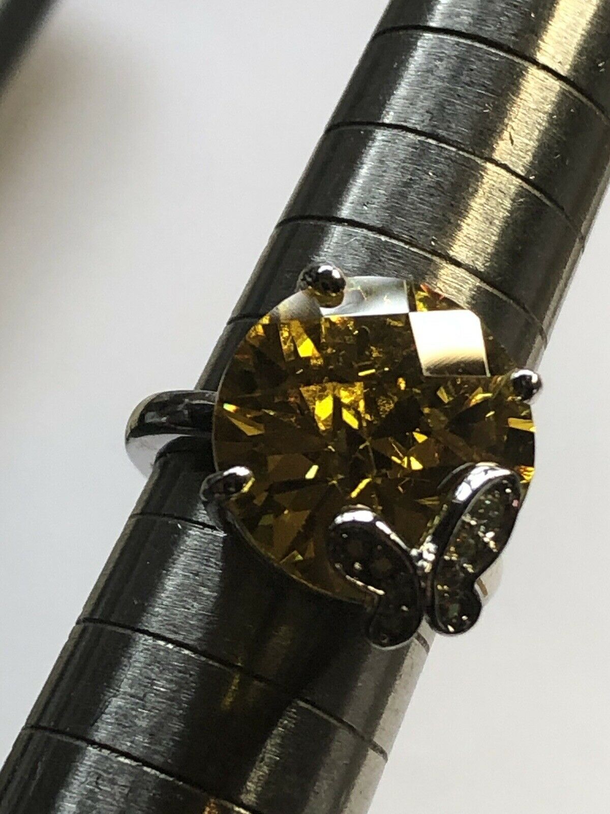 Vintage Rhodium Plated Butterfly Cubic Zirconia Statement Ring