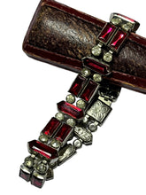 Antique Victorian/Edwardian Red Clear Paste Detailed Metalwork Bracelet