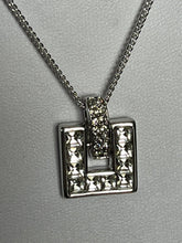 Vintage Signed 1980s Rhodium Plated Geometric Crystal Necklace New Old Stock