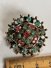 Vintage Signed Coro Blue Pink Clear Diamanté Detailed Brooch
