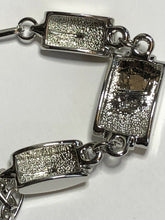 Vintage 1980s Rhodium Gold Plated Swarovski Crystal Stylish Toggle Bracelet
