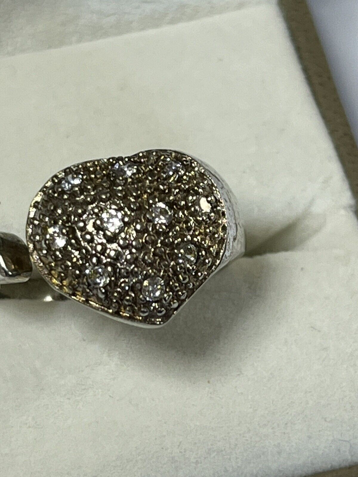 Vintage Sterling Silver Diamanté Heart Ring