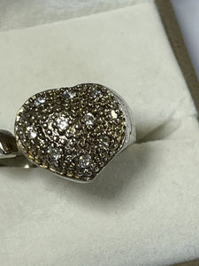 Vintage Sterling Silver Diamanté Heart Ring