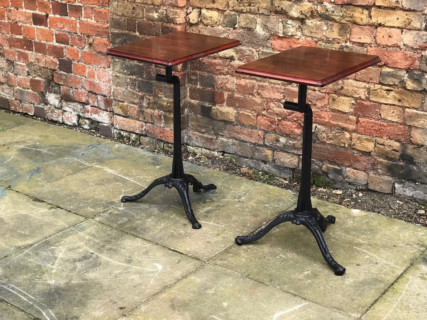 Edwardian Industrial Metal Machinist Tables With Wooden Tops