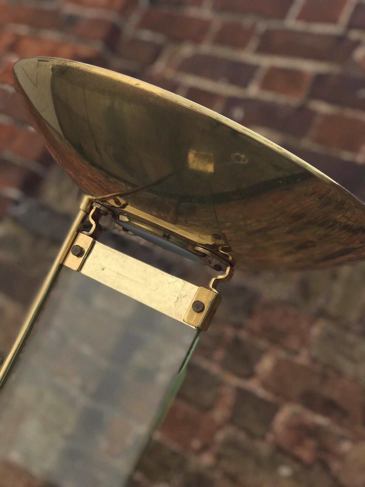 1980’s Modernist Designer Glass And Brass Lamp
