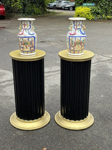 Pair Of Canton Vases. LARGE & IMPRESSIVE.