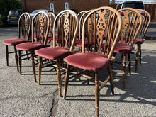 12 Solid Oak Windsor Wheelback Dining Chairs