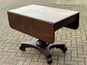 Antique Regency Mahogany Lamp / Sofa Table, Fold Down Flaps, Drawer.