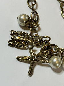 Vintage Starfish Lobster Faux Pearl Necklace