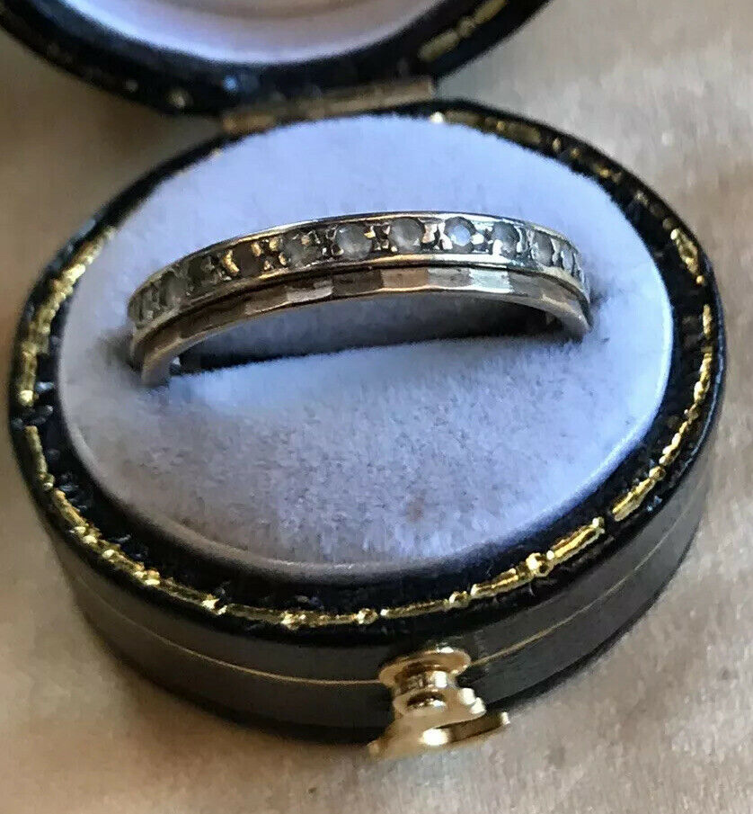 Vintage 9ct Gold And Silver Paste Ring