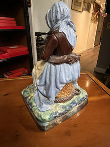 Majolica Fisherman And His Wife, Very Good Quality. Large In Size.