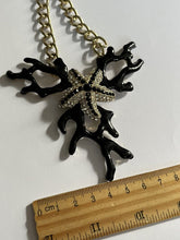 Vintage Black Coral Effect Starfish Diamanté Silver Tone Necklace