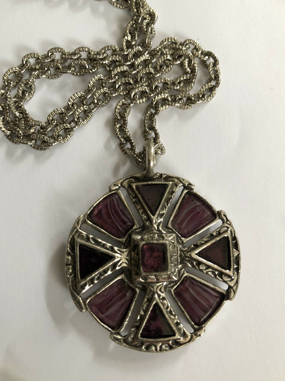 Vintage Miracle Silver Tone Purple Necklace