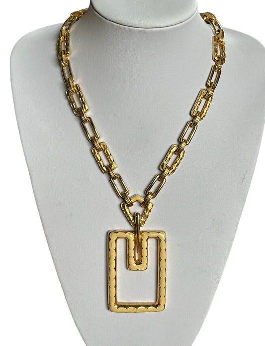 Vintage Signed Jomaz Statement Enamel Gold Plated Necklace