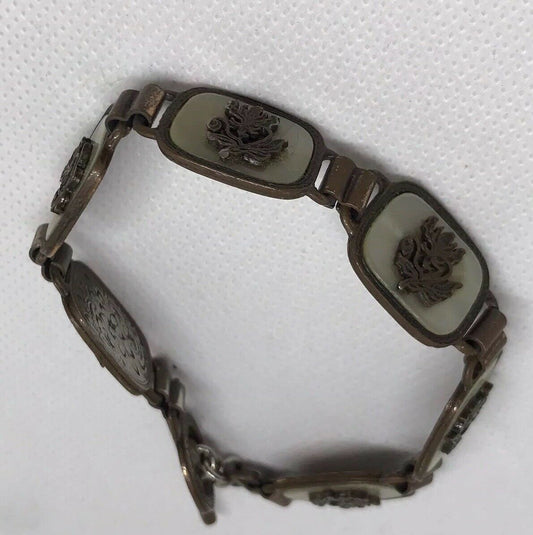 Vintage Metal And Mother Of Pearl Bracelet