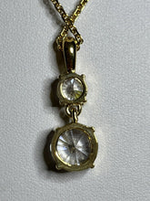 Vintage 1980s Yellow Gold Plated Clear Crystal Drop Necklace Boxed