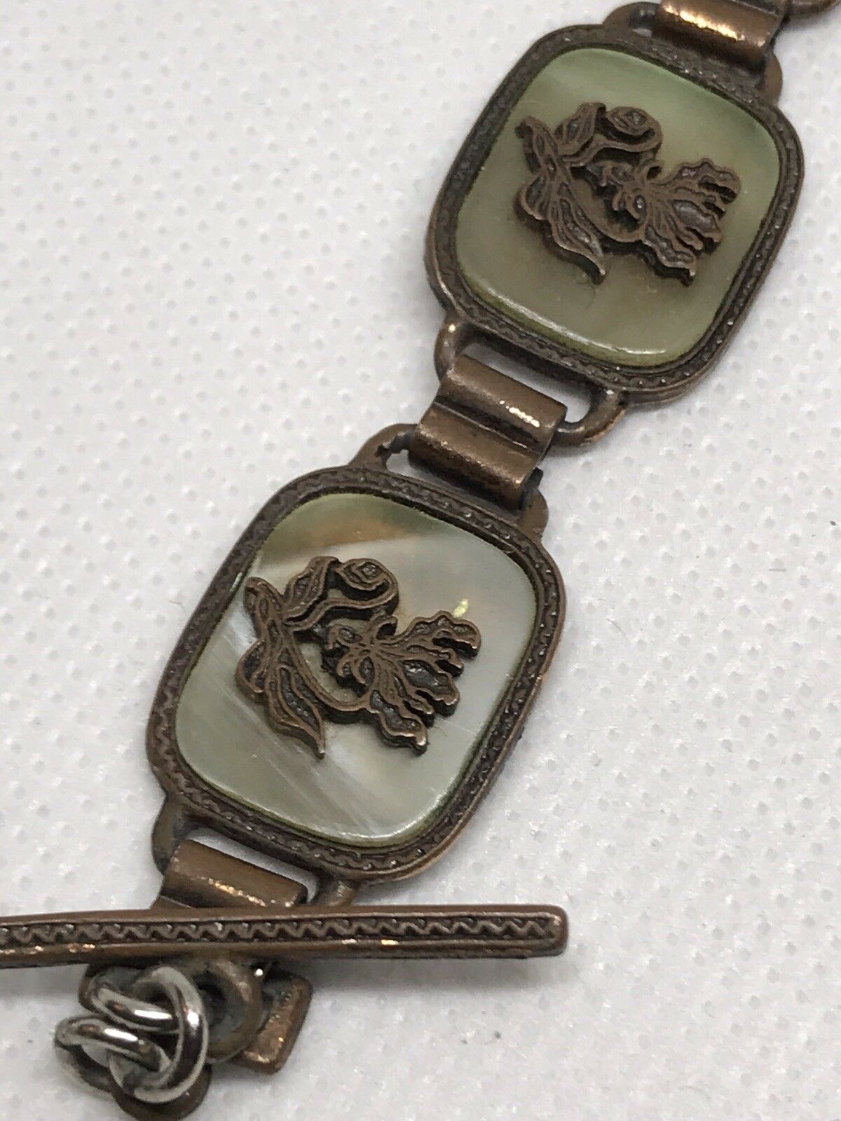 Vintage Metal And Mother Of Pearl Bracelet