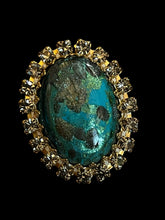 Vintage Gold Plated Turquoise Gold Murano Glass Statement Adjustable Ring