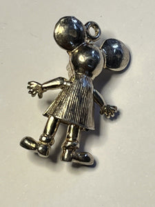 Vintage Silver 925 Mickey Mouse Moving Parts Charm Pendant