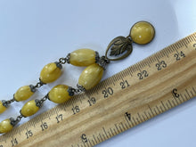 Vintage Old Satin Bead Metal Detail Drop Necklace
