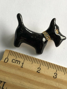 Vintage Enamel Diamanté Scottie Dog Brooch
