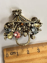 Vintage Flowers Basket Detailed Silver Tone Brooch
